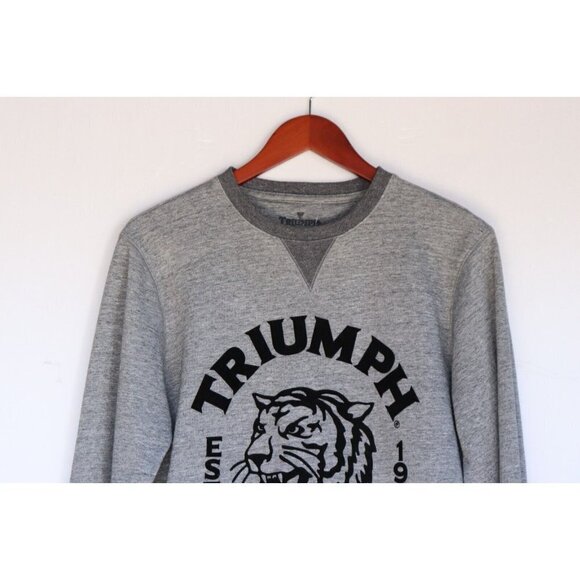 Lucky Jeans Triumph Women's Small Gray Sweatshirt Twin Speed Tiger Knit Sweater - Picture 2 of 7
